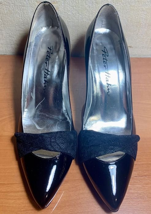 Women Heels Black Leather 40