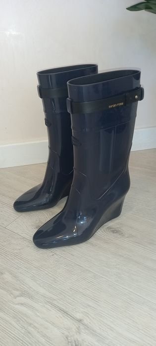 Women Sergio Rossi Rubber Boots Navy 37