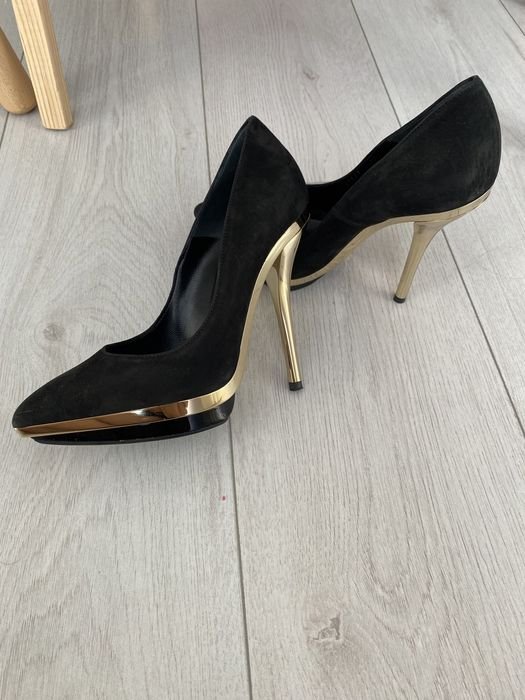 Damen Absatzschuhe Schwarz Wildleder 36