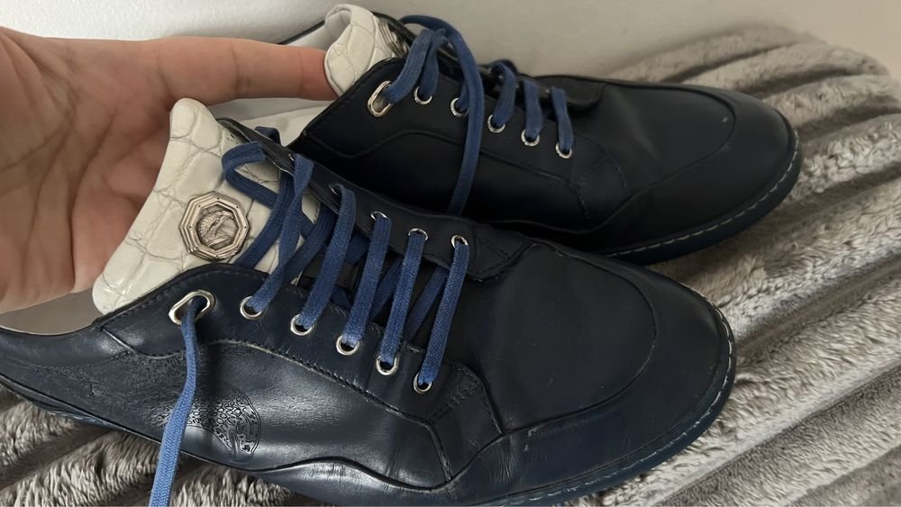 Мужской Stefano Ricci Туфли-кроссовки Синий Кожа