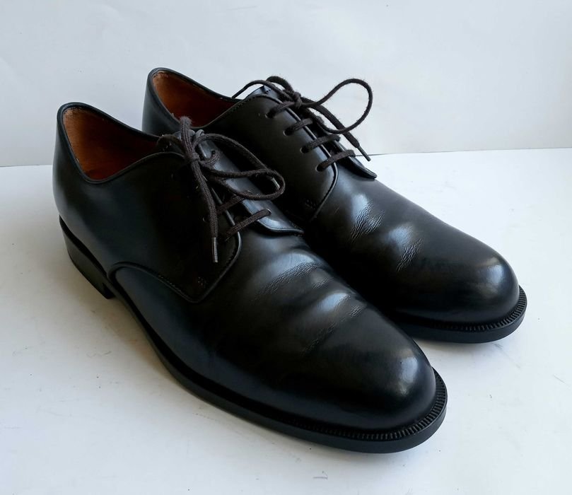 Men Heels Black Leather 39