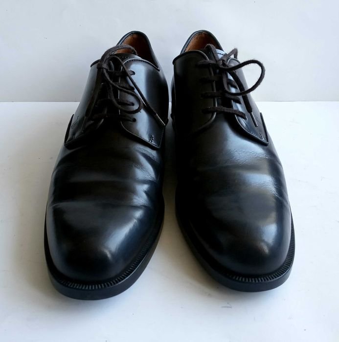 Men Heels Black Leather 39