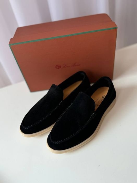 Herren Loro Piana Slipper Blau/Beige/Schwarz Leder