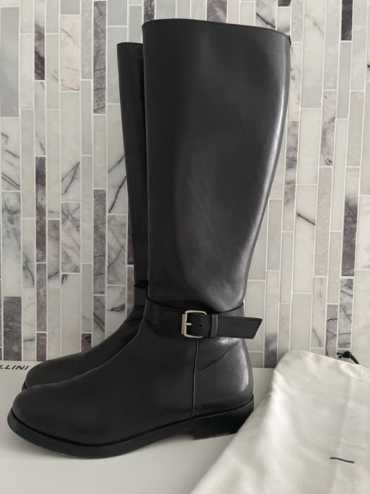 Женские Pollini Чоботы Чёрные Кожа 36