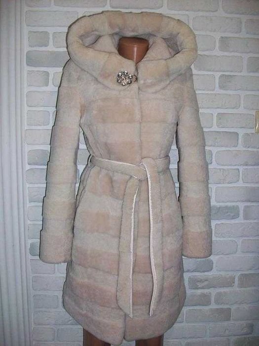 Donna Mykonos Cappotto Beige Pelliccia 34