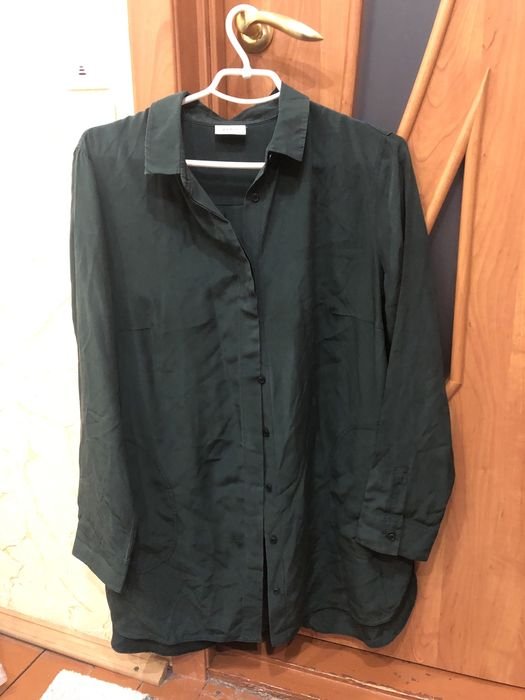 Женская Akris Сорочка Тёмно-зелёная Шёлк 100