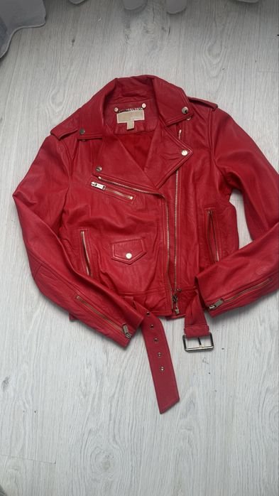 Women Michael Kors Biker Jacket Red 36
