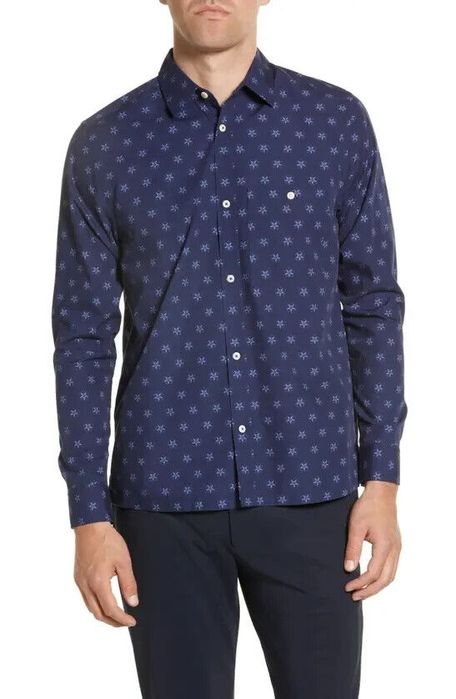 Homme Ted Baker Chemise Bleu Marine Coton XL