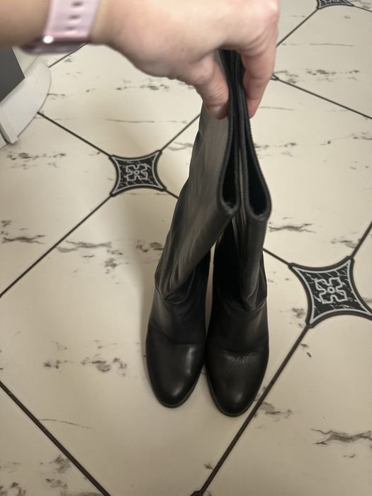 Женские Navyboot Сапожки Чёрные Кожа 38