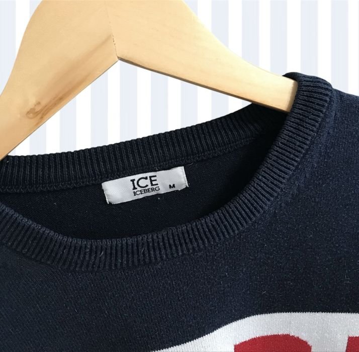 Uomo Iceberg Maglione Blu Navy Cotone 40