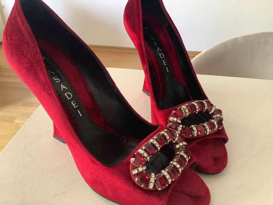 Женские Casadei Туфли Бордовые Бархат 37