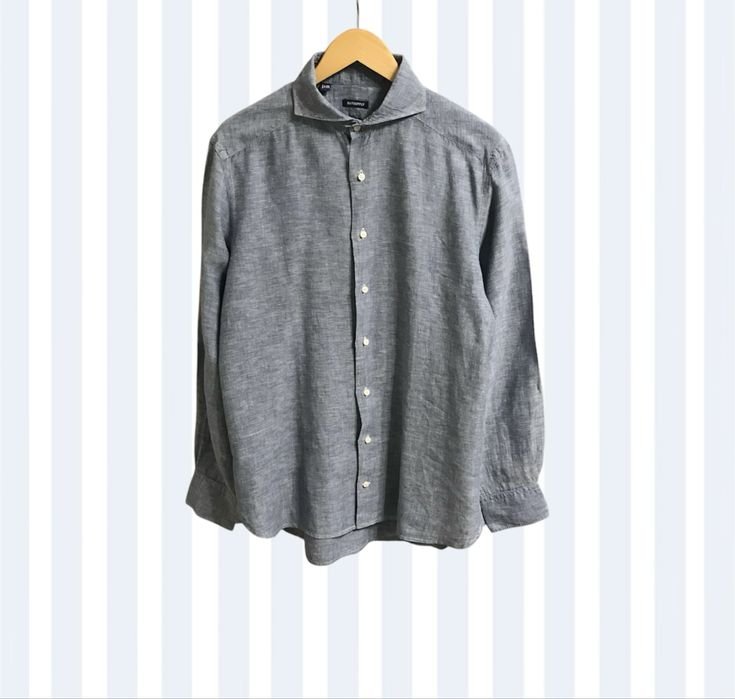 Men Suitsupply Shirt Blue Linen 40