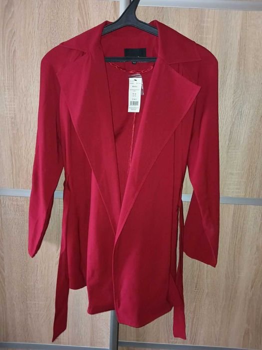 Women Etam Trench Coat Red Viscose 38