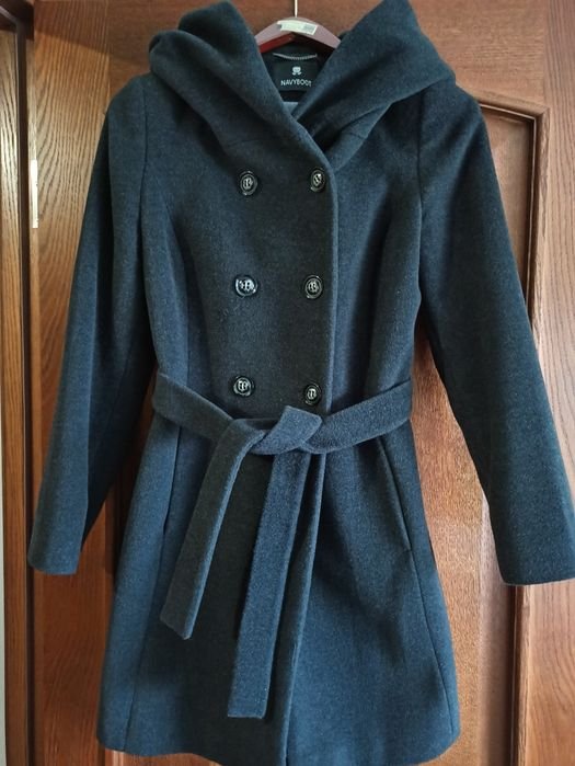 Damen Navyboot Mantel Grau Wolle 36
