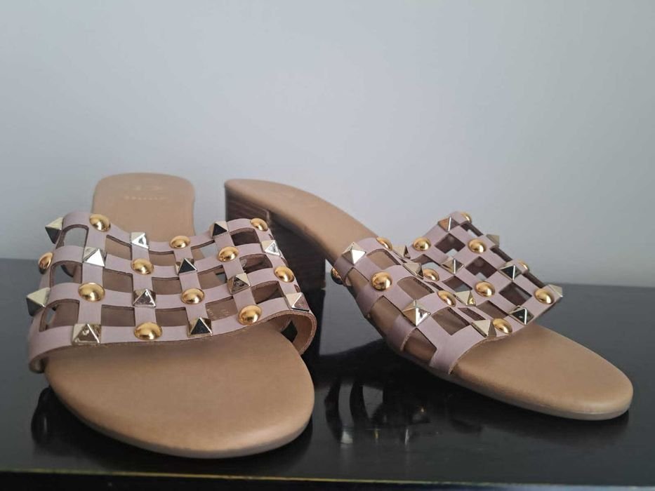 Women Dune Heels Beige with Gold 38