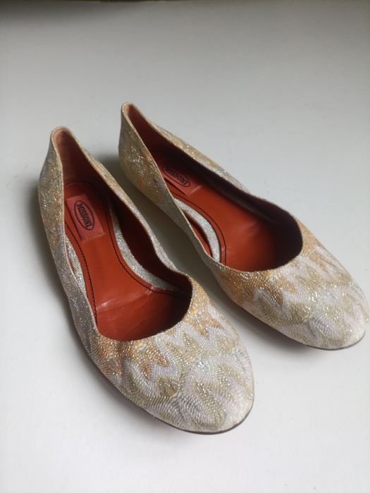 Женские Missoni Балетки Золотой Ткань 40