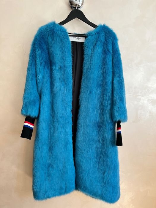 Damen Replay Mantel Navy Kunstpelz M