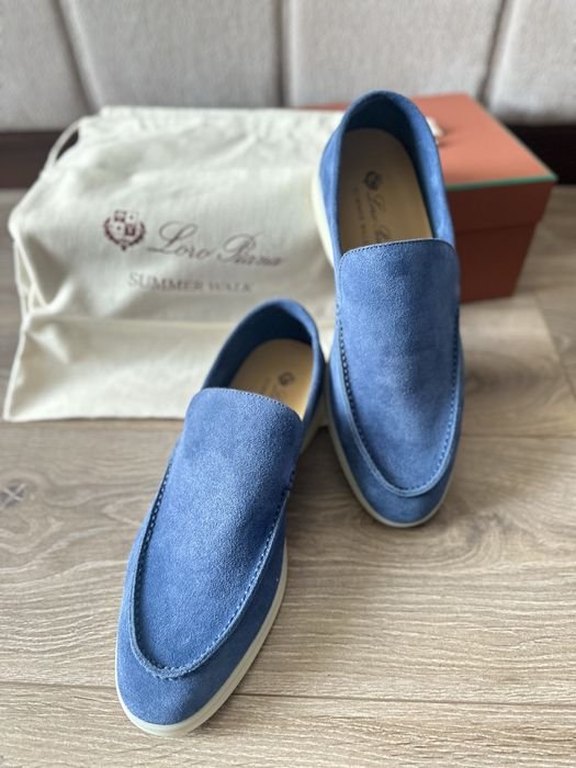 Men Loro Piana Loafers Navy Suede 43