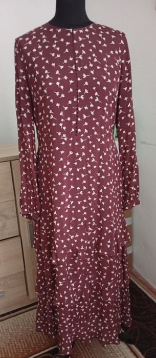 Damen Laura Ashley Kleid Burgunder Chiffon 38