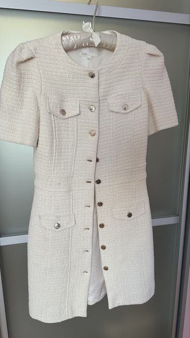 Damen Maje Kleid Weiß Baumwolle 38