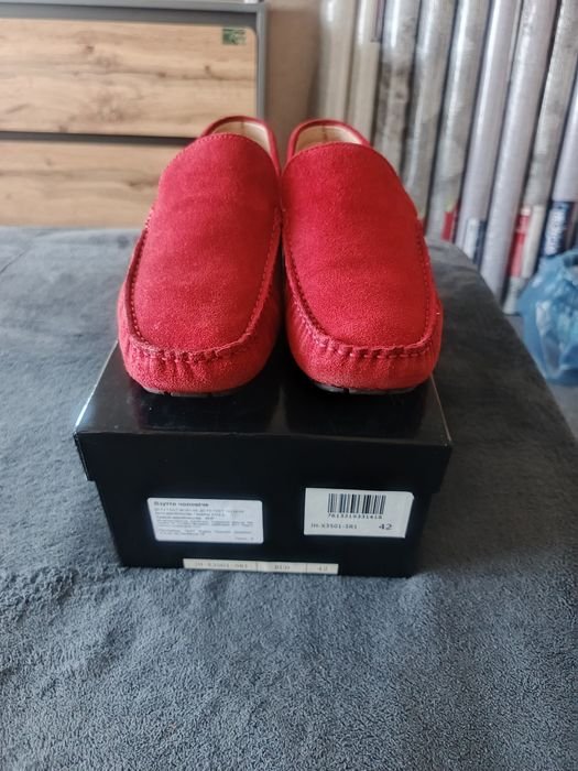 Homme Carlo Pazolini Mocassins Rouge Suède 42