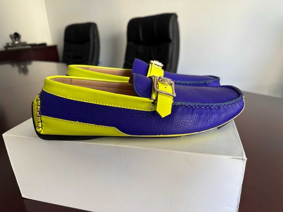 Herren Versace Slipper Gelb Leder 43
