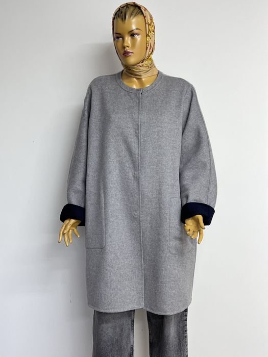 Женский Marina Rinaldi Пальто Серое Вовна 46