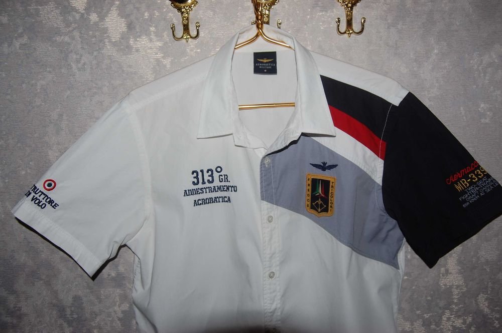 Мужской Aeronautica Militare Рубашка Белая Хлопок
