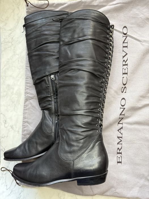 Женские Ermanno Scervino Сапоги Чёрные Кожа 38