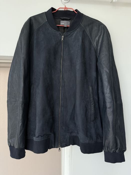 Men Hugo Boss Bomber Navy Leather 44