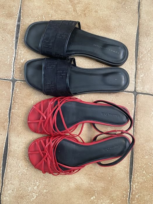 Женские Tommy Hilfiger Босоножки Чёрные Кожа 9