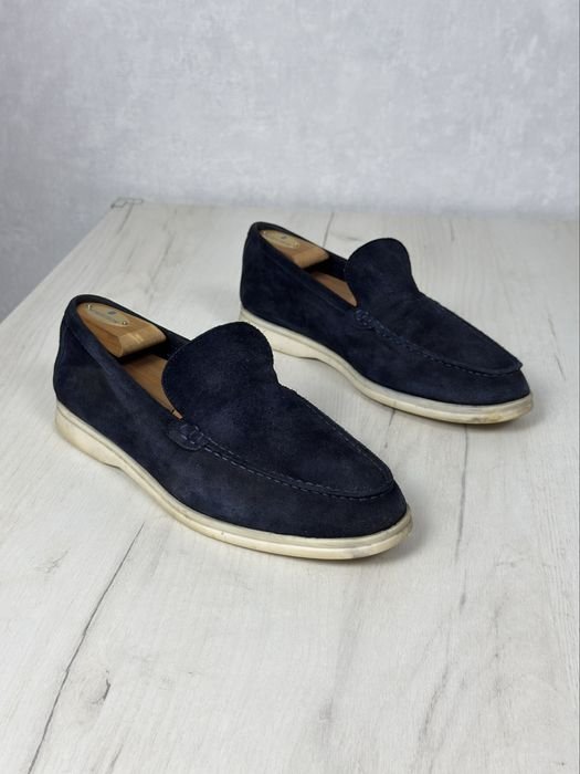 Мужской Loro Piana Лоферы Тёмно-синий Кожа 42.5