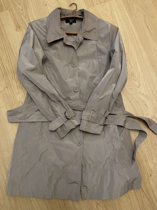 Women Peter Hahn Trench Coat Beige Polyester 40