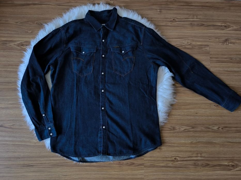 Herren G-Star Hemd Marineblau Denim 44