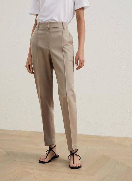 Женские Brunello Cucinelli Брюки Бежевые Хлопок 42