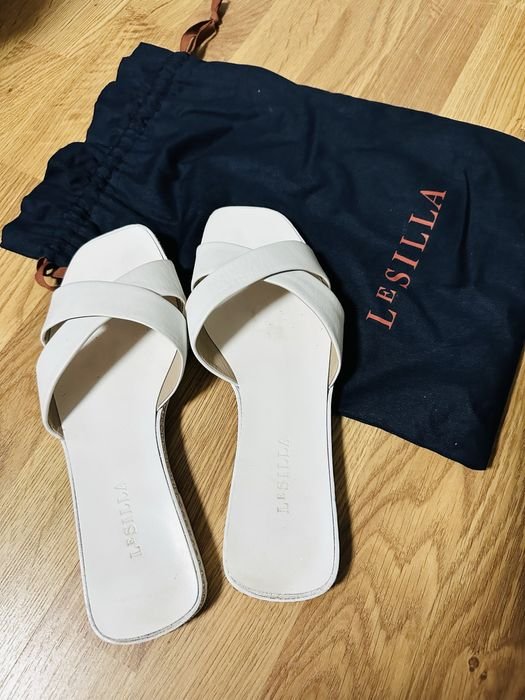 Women Le Silla Slippers White Leather 39