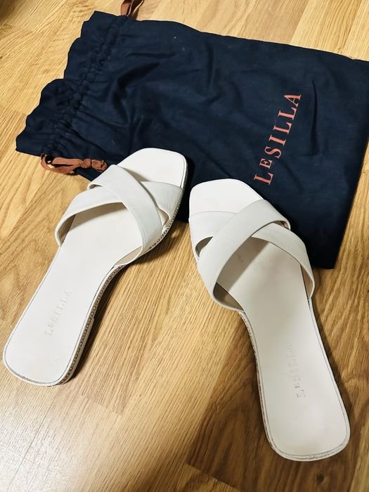 Women Le Silla Slippers White Leather 39