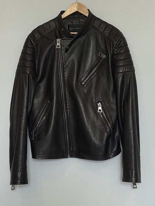 Herren Versace Jacke Schwarz Leder 40