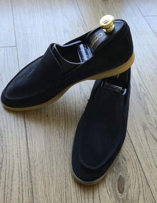 Мужские Loro Piana Мокасины Чёрные Замша 45