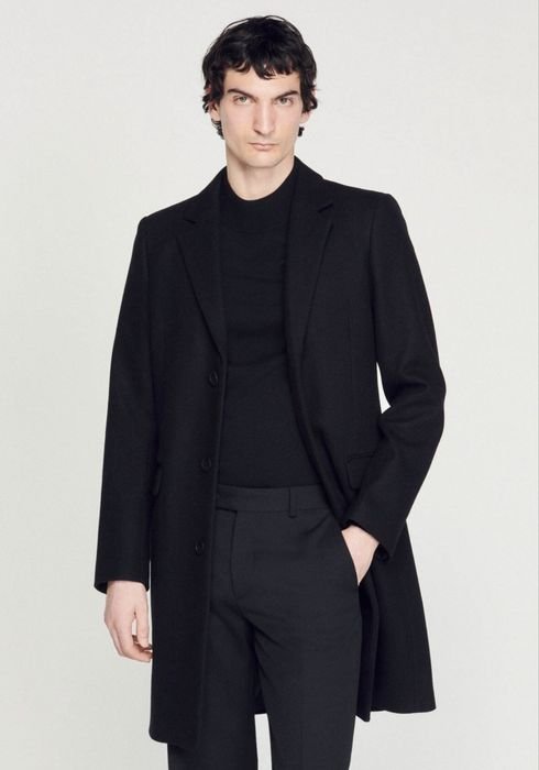 Женское Sandro Paris Пальто Чёрное Вовна XL