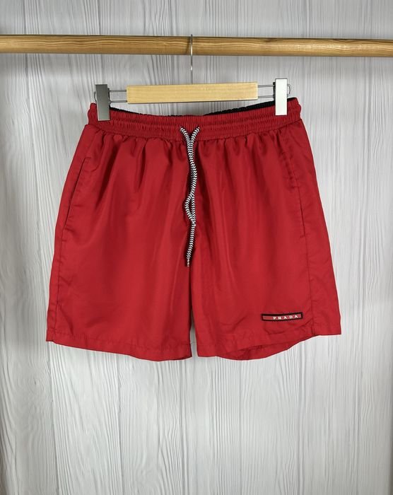 Men Prada Shorts Red