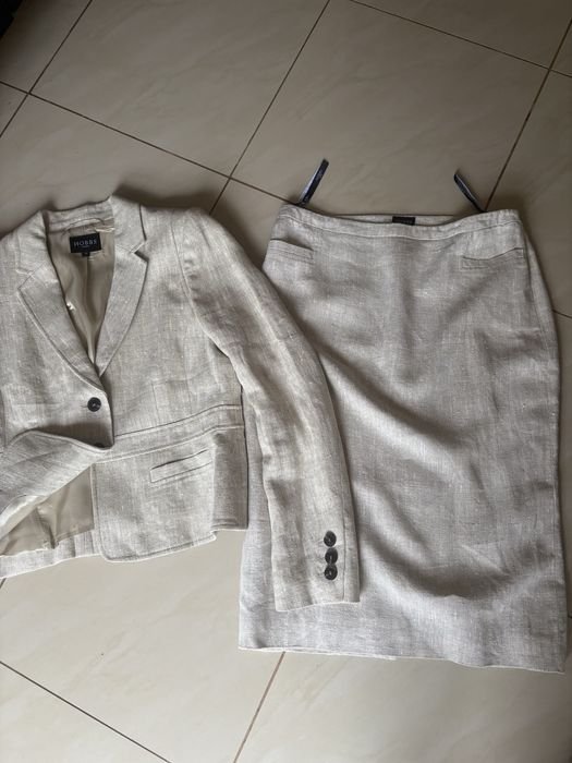Damen HOBB’S Anzug Beige Leinen 38