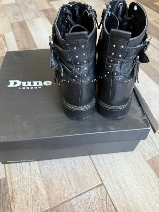 Damen Dune Stiefel Schwarz Leder 36