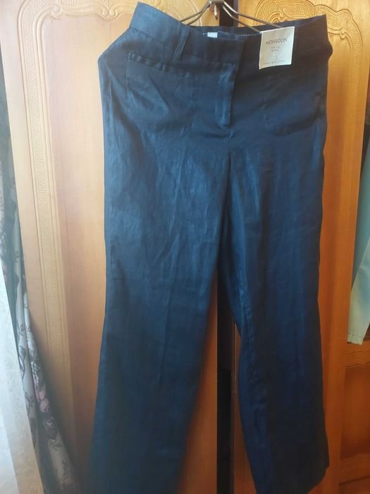 Femme Monsoon Pantalon Bleu Marine Lin