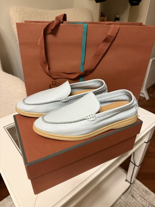 Donna Loro Piana Mocassini Blu Pelle 38