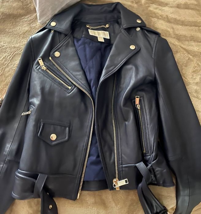 Men Michael Kors Leather Jacket Black