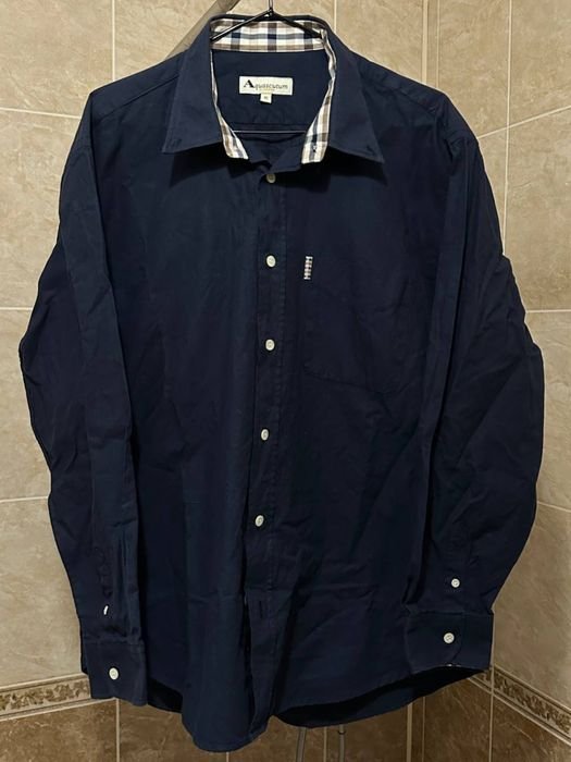 Мужской Aquascutum Сорочка Тёмно-синий 42