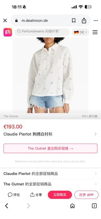 Damen Claudie Pierlot Hemd Weiß Baumwolle