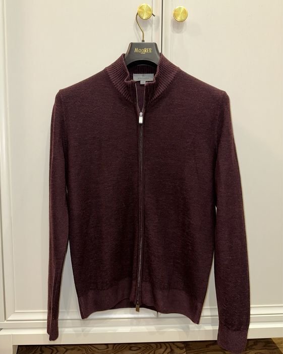 Uomo Canali Cardigan Borgogna Lana 40