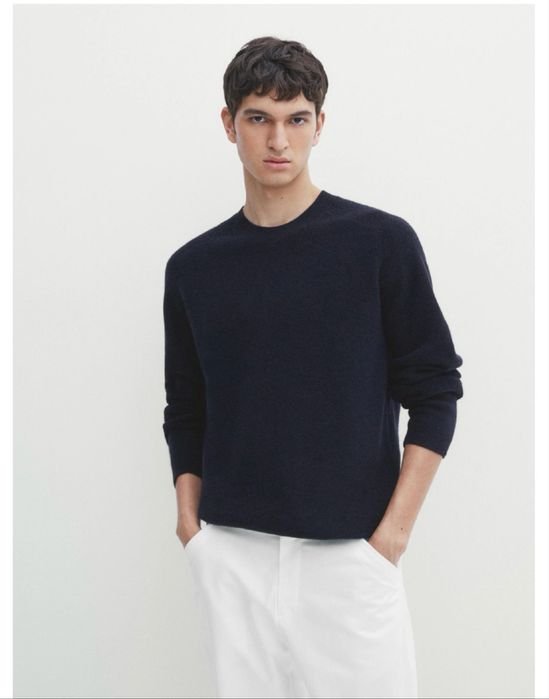 Мужской Massimo Dutti Свитер Тёмно-синий 38